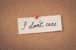 I don't care note pinned on the bulletin board